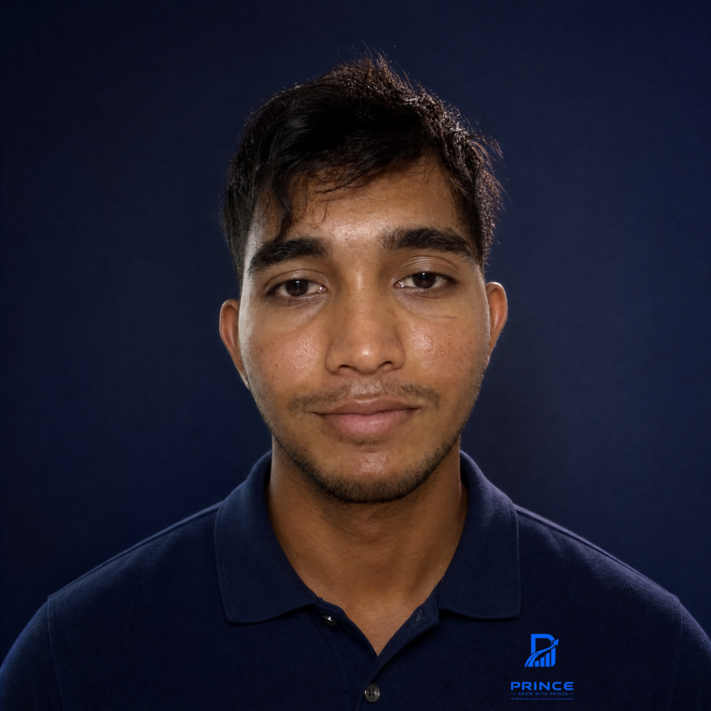 Prince Bhargav, founder of Growithprincee, a digital marketing agency in Surat