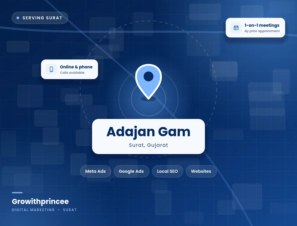 Digital marketing agency in Adajan Gam, Surat service area map