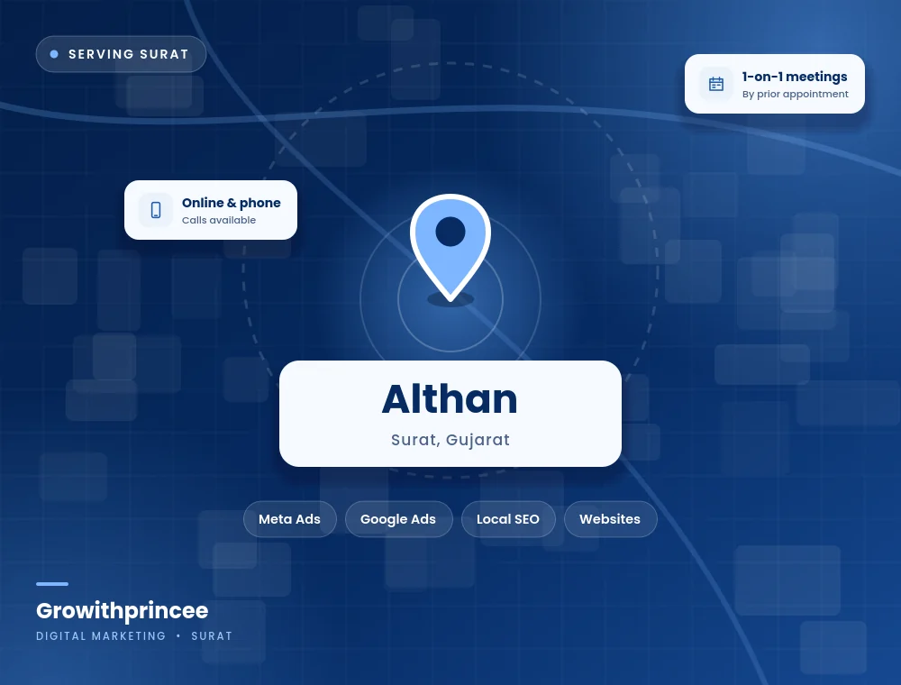 Digital marketing agency in Althan, Surat service area map