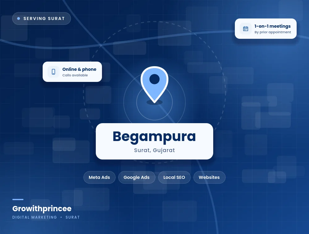Digital marketing agency in Begampura, Surat service area map