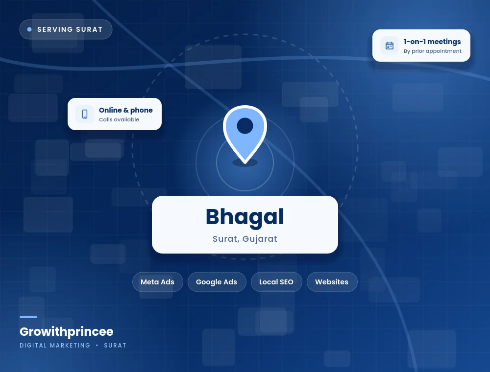 Digital marketing agency in Bhagal, Surat service area map
