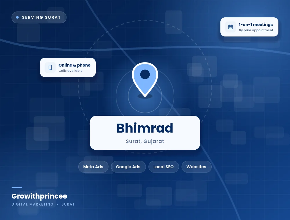 Digital marketing agency in Bhimrad, Surat service area map