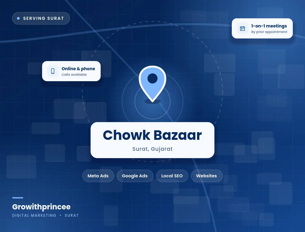Digital marketing agency in Chowk Bazaar, Surat service area map