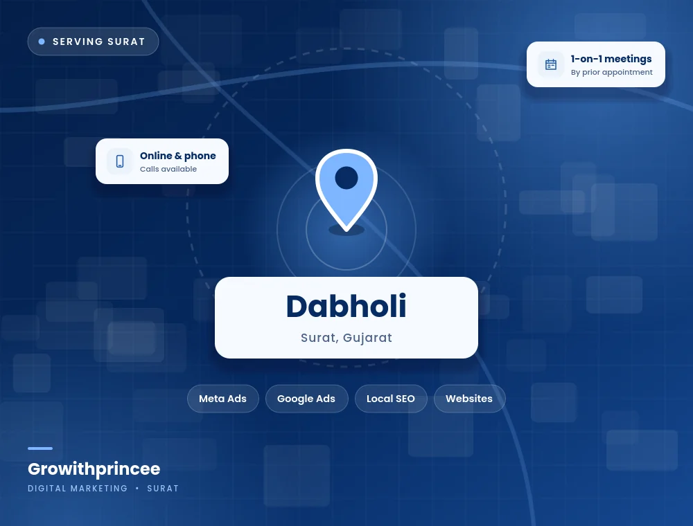 Digital marketing agency in Dabholi, Surat service area map