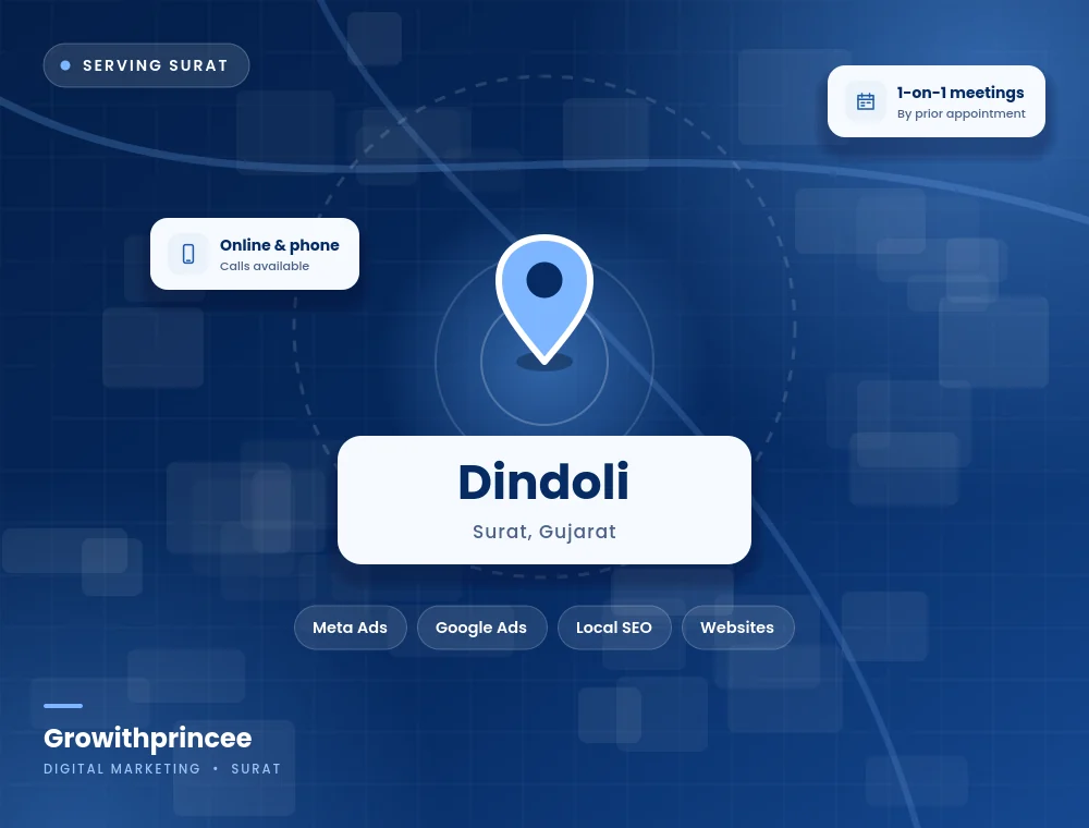 Digital marketing agency in Dindoli, Surat service area map