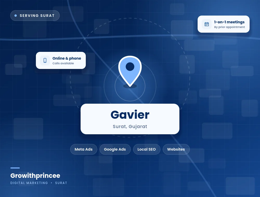 Digital marketing agency in Gavier, Surat service area map