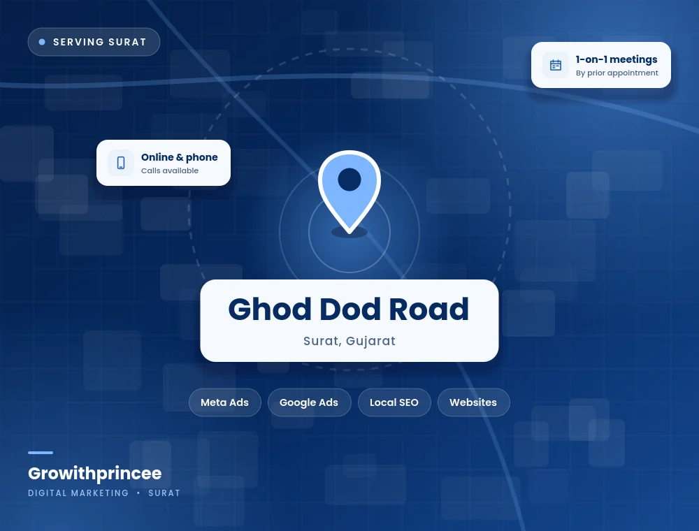 Digital marketing agency in Ghod Dod Road, Surat service area map