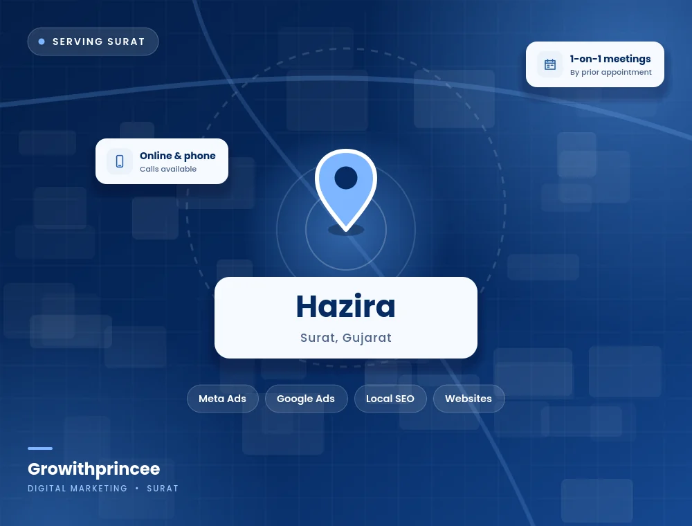 Digital marketing agency in Hazira, Surat service area map