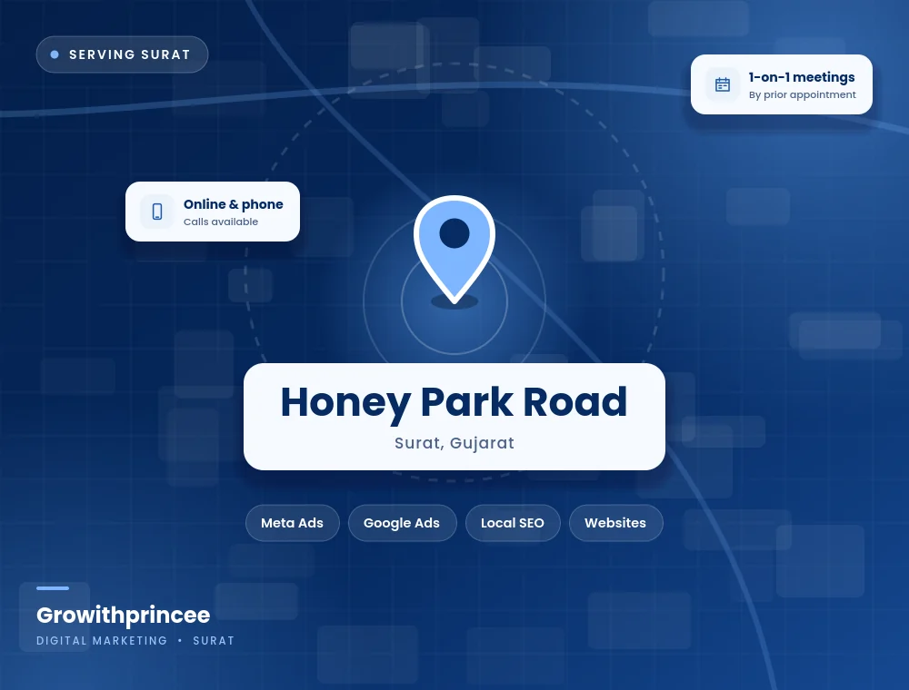 Digital marketing agency in Honey Park Road, Surat service area map