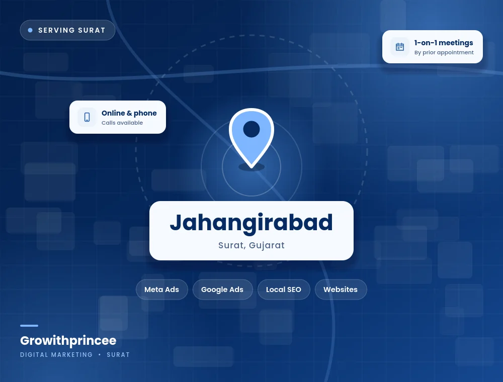 Digital marketing agency in Jahangirabad, Surat service area map