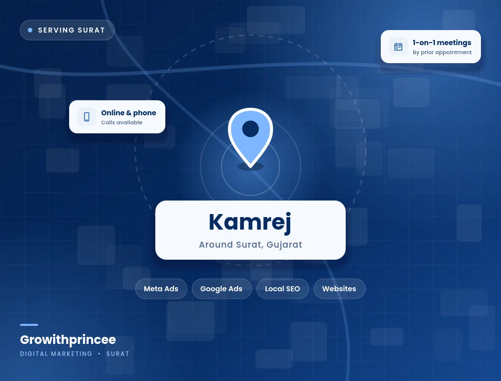 Digital marketing agency in Kamrej, Surat service area map