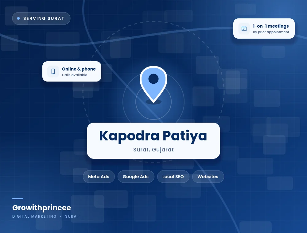 Digital marketing agency in Kapodra Patiya, Surat service area map