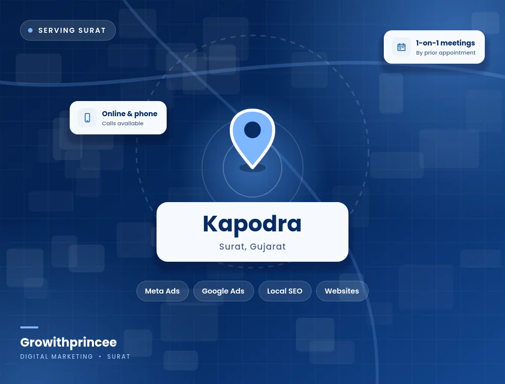 Digital marketing agency in Kapodra, Surat service area map
