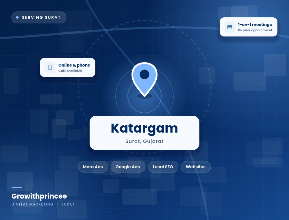 Digital marketing agency in Katargam, Surat service area map