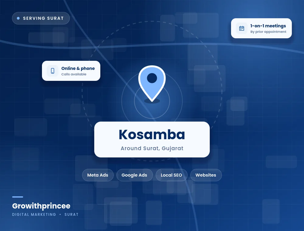 Digital marketing agency in Kosamba, Surat service area map