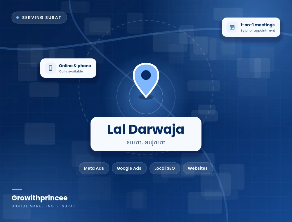Digital marketing agency in Lal Darwaja, Surat service area map