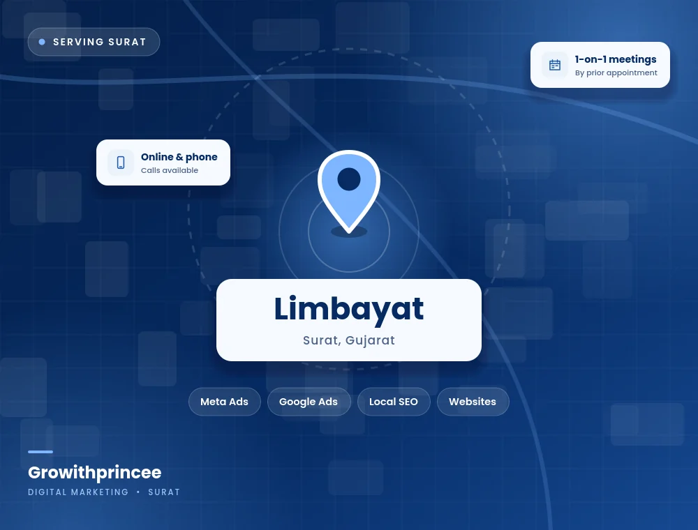 Digital marketing agency in Limbayat, Surat service area map