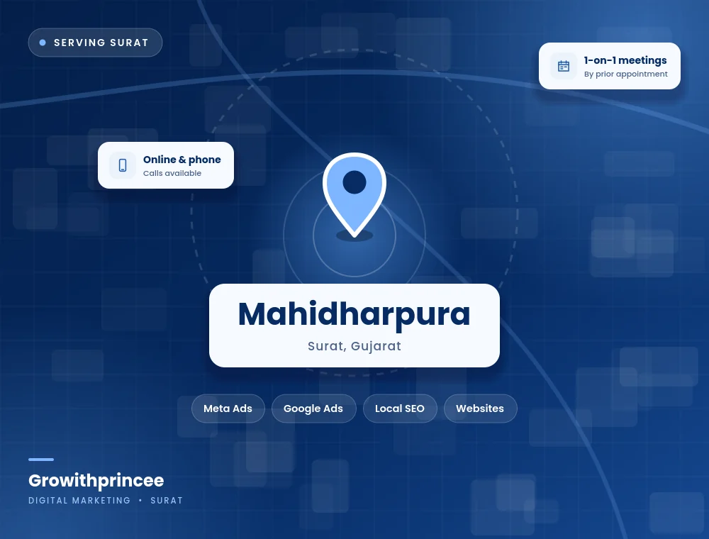 Digital marketing agency in Mahidharpura, Surat service area map