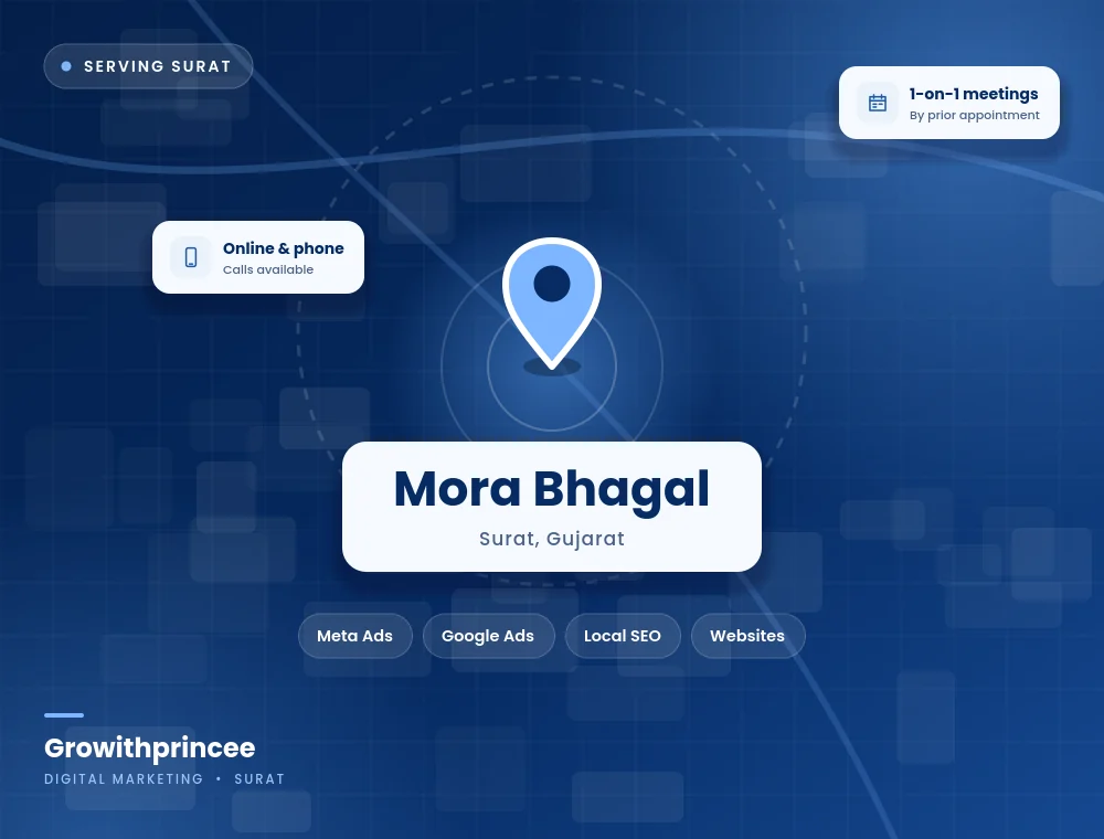 Digital marketing agency in Mora Bhagal, Surat service area map