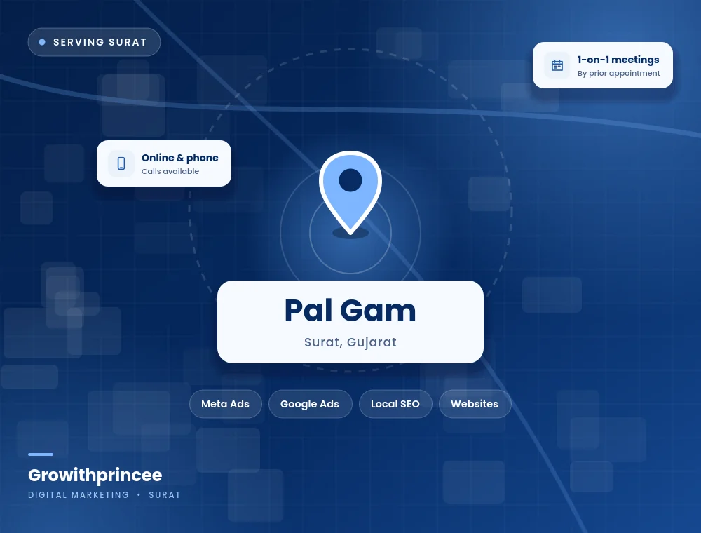Digital marketing agency in Pal Gam, Surat service area map