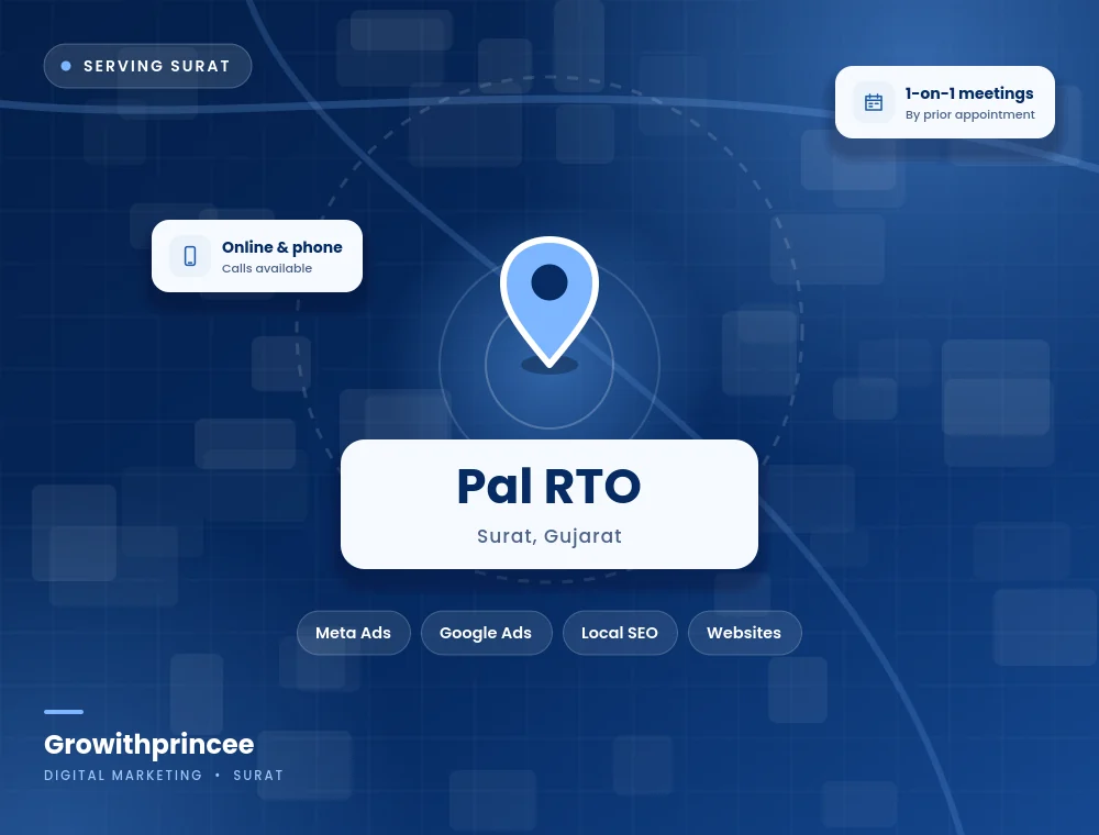 Digital marketing agency in Pal RTO, Surat service area map
