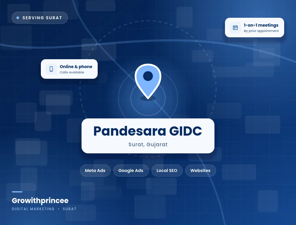 Digital marketing agency in Pandesara GIDC, Surat service area map
