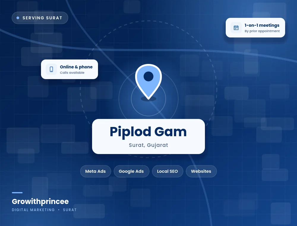 Digital marketing agency in Piplod Gam, Surat service area map
