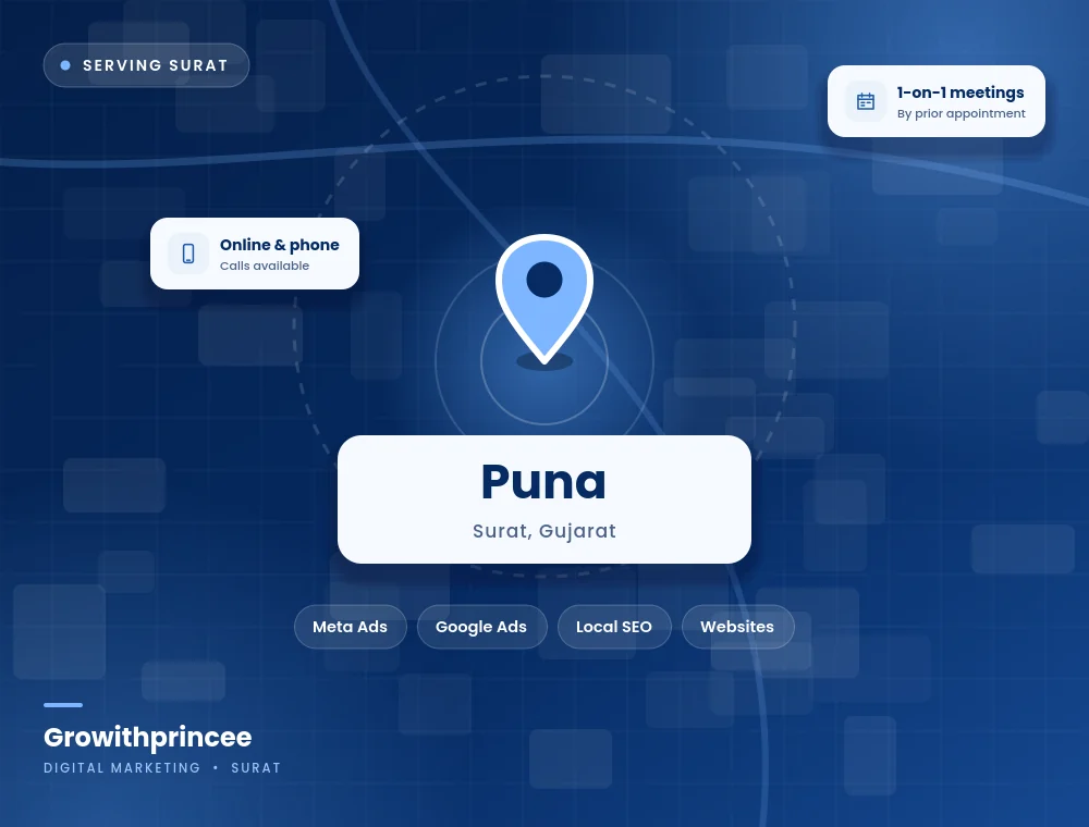 Digital marketing agency in Puna, Surat service area map