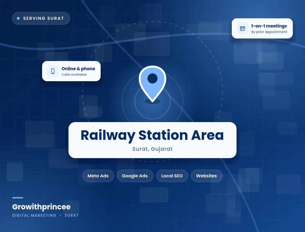 Digital marketing agency in Railway Station Area, Surat service area map