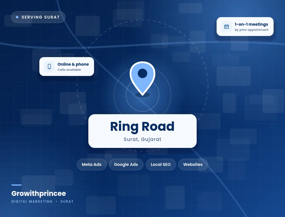 Digital marketing agency in Ring Road, Surat service area map