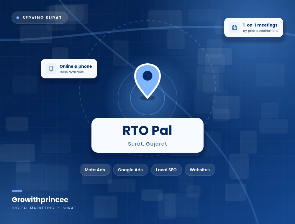 Digital marketing agency in RTO Pal, Surat service area map