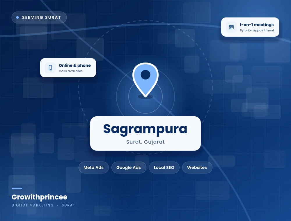 Digital marketing agency in Sagrampura, Surat service area map