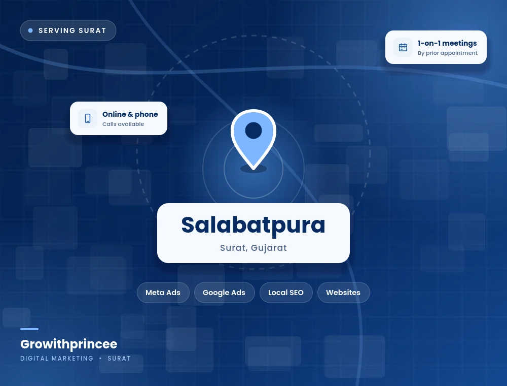 Digital marketing agency in Salabatpura, Surat service area map