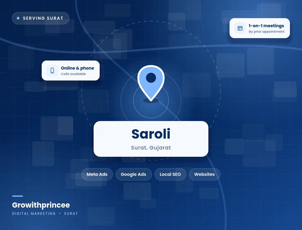 Digital marketing agency in Saroli, Surat service area map
