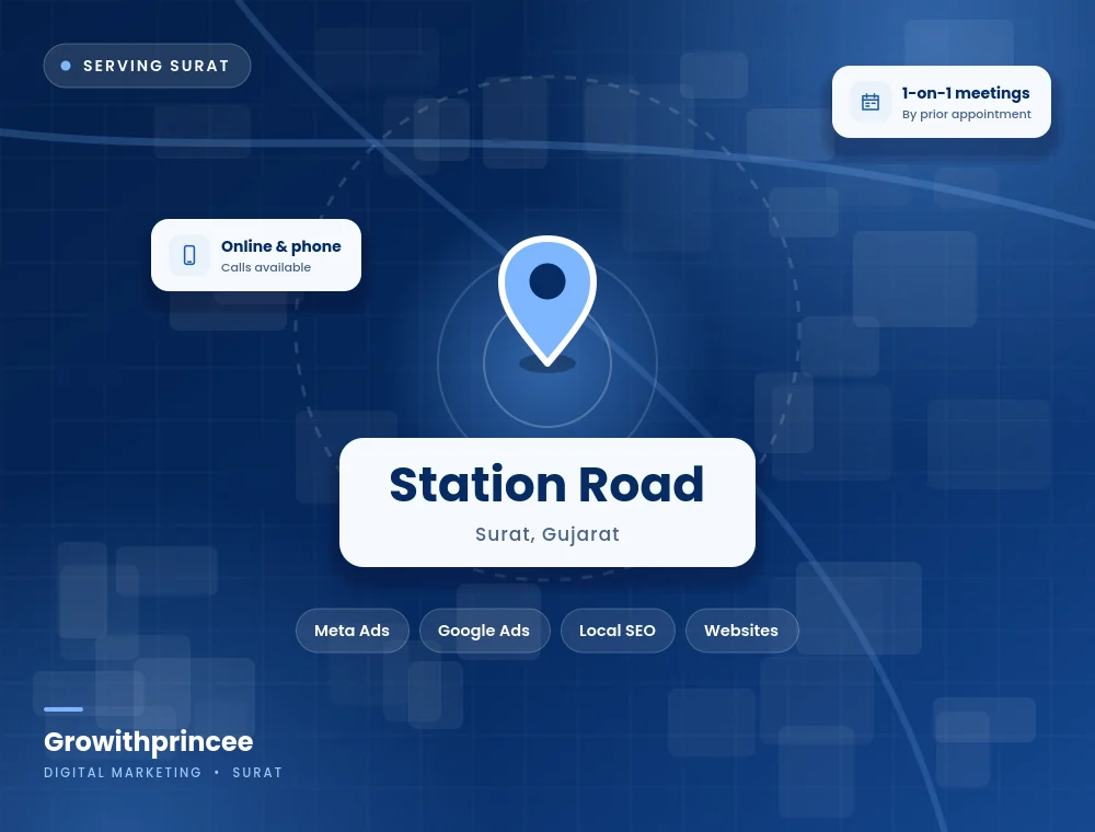 Digital marketing agency in Station Road, Surat service area map