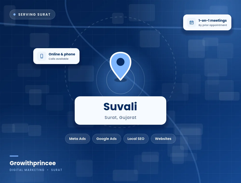 Digital marketing agency in Suvali, Surat service area map