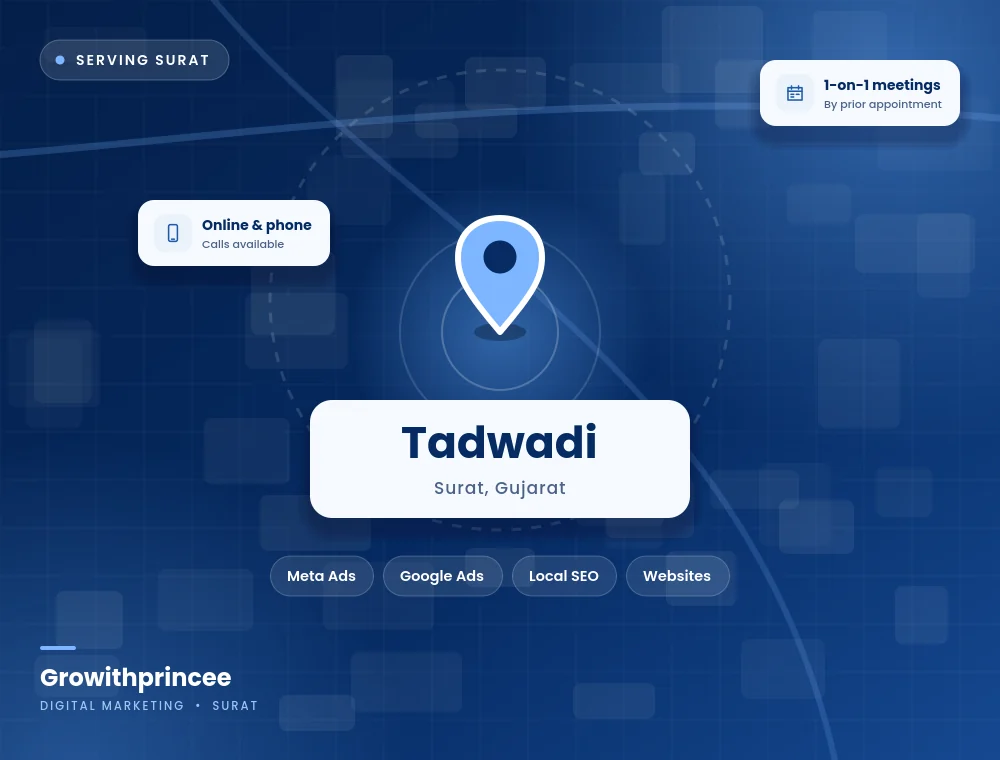 Digital marketing agency in Tadwadi, Surat service area map