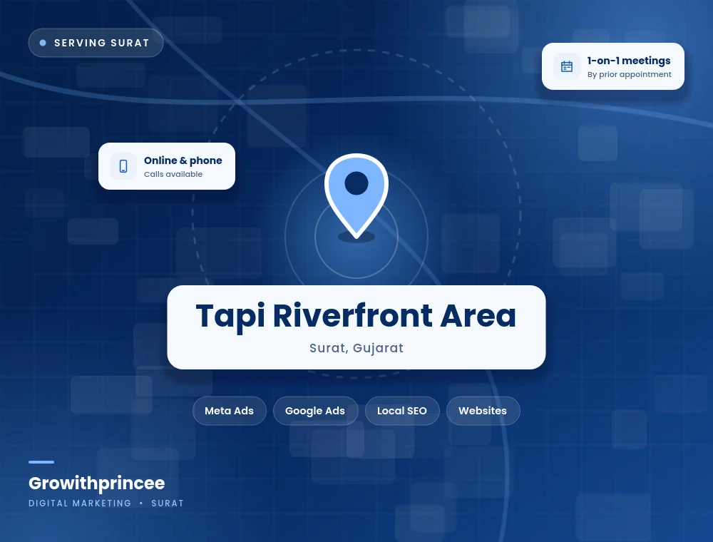 Digital marketing agency in Tapi Riverfront Area, Surat service area map