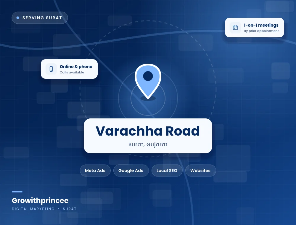 Digital marketing agency in Varachha Road, Surat service area map