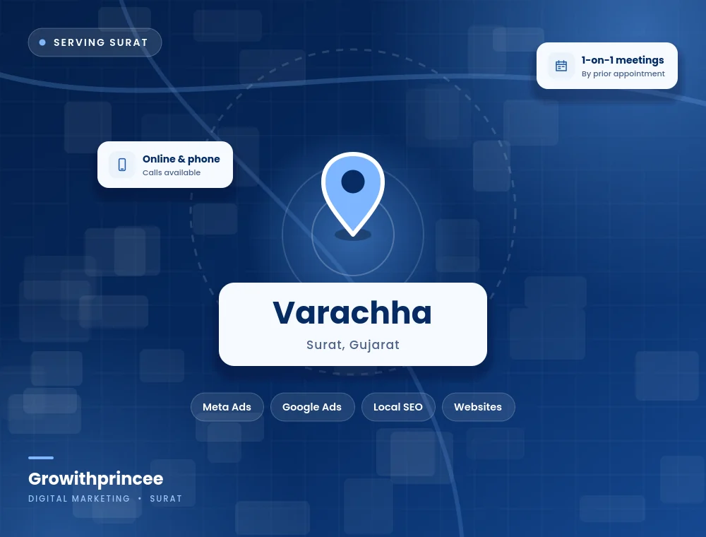 Digital marketing agency in Varachha, Surat service area map