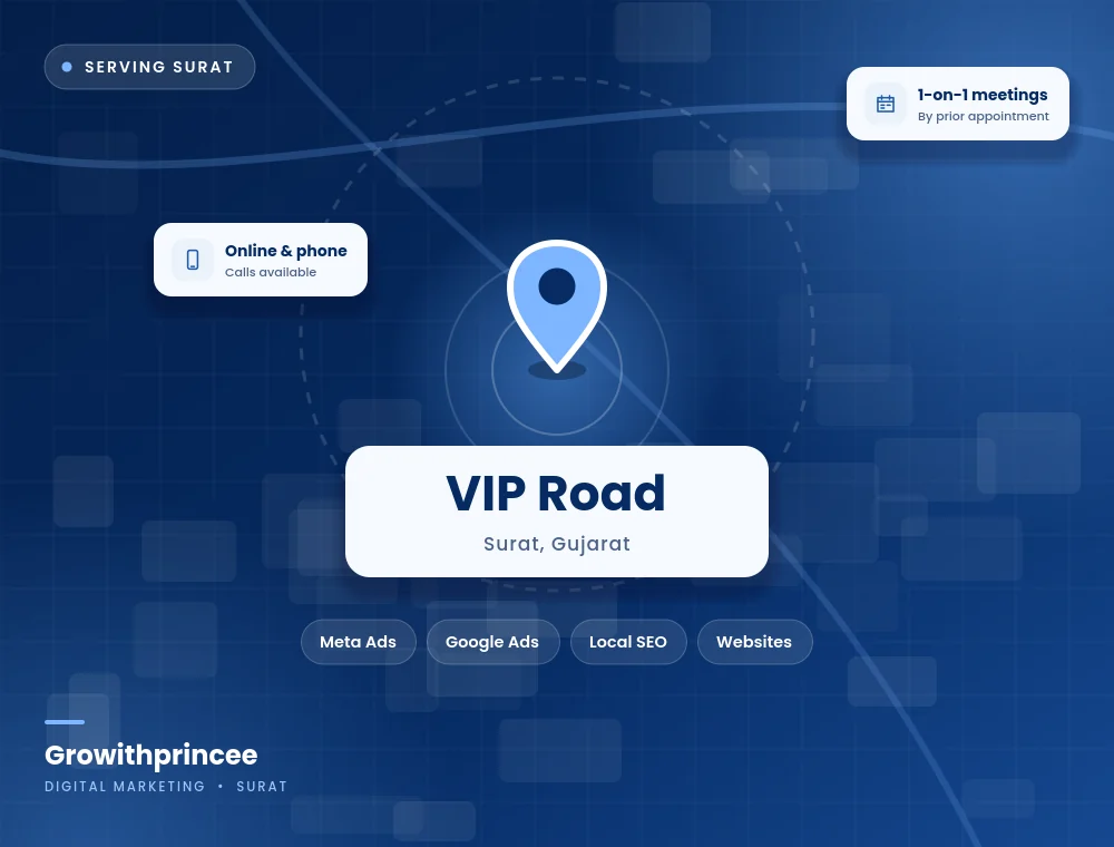 Digital marketing agency in VIP Road, Surat service area map
