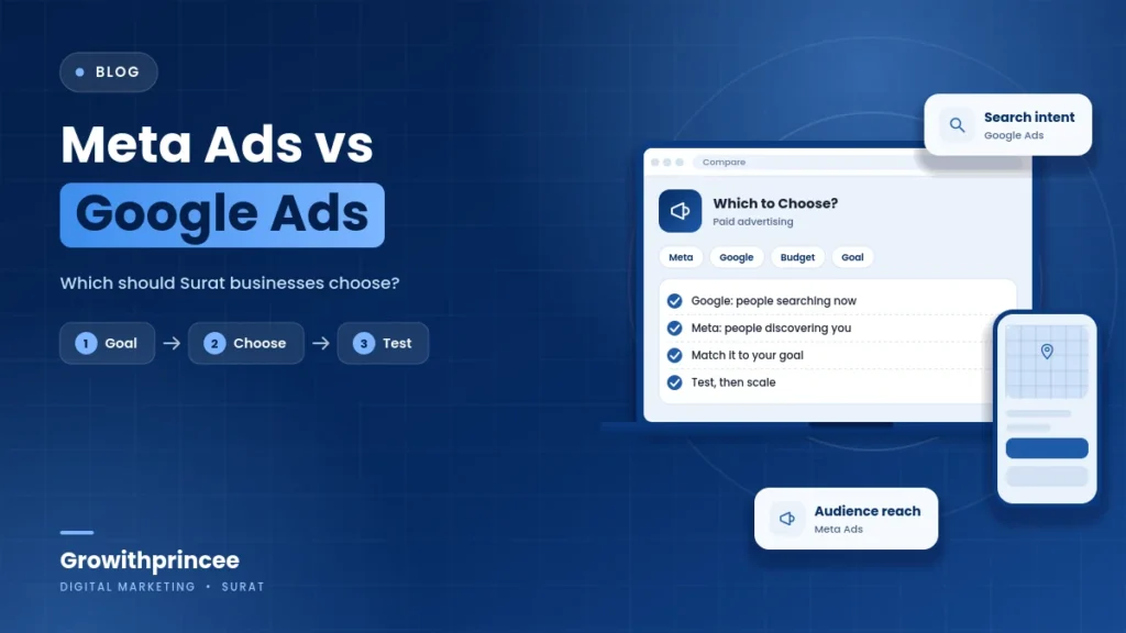 Illustrated cover for the guide on Meta Ads vs Google Ads