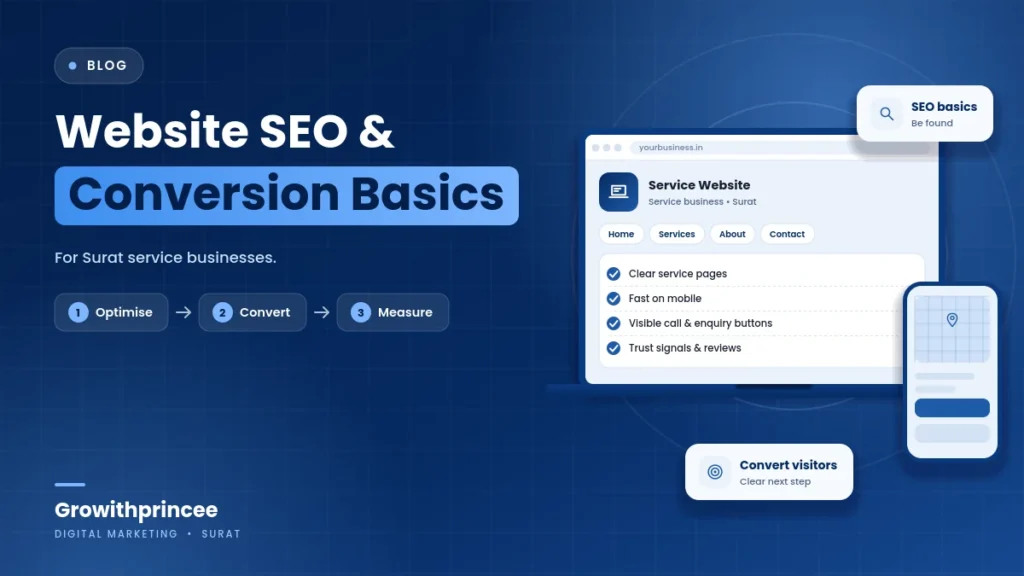 Illustrated cover for the guide on website SEO conversion basics