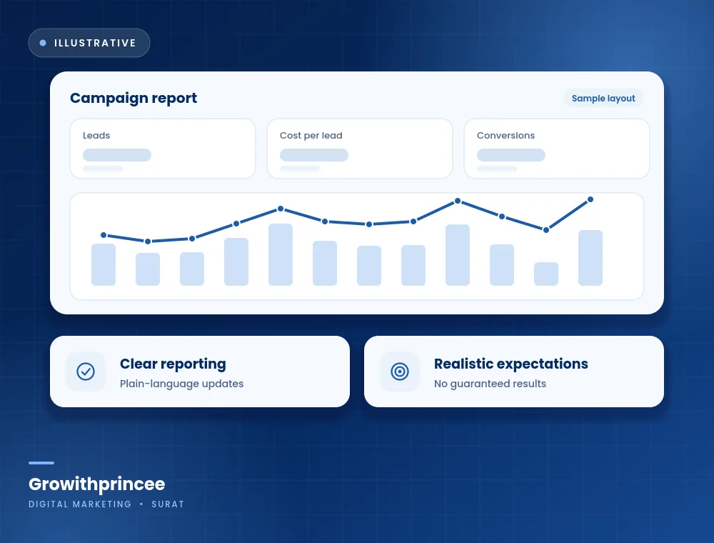 Reporting and realistic expectations shown as a campaign performance chart